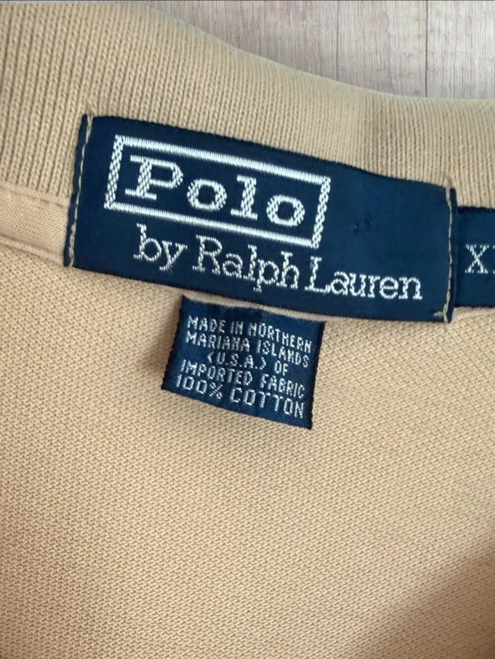 Vintage Polo by Ralph Lauren Polo Shirt Khaki Tan Green Pony Cotton XL USA